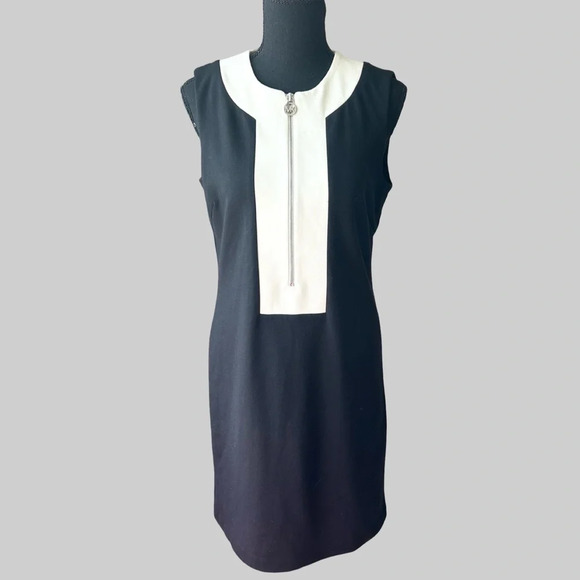 Michael Kors Black White Sleeveless Colour Block  Sheath Dress - Picture 1 of 15